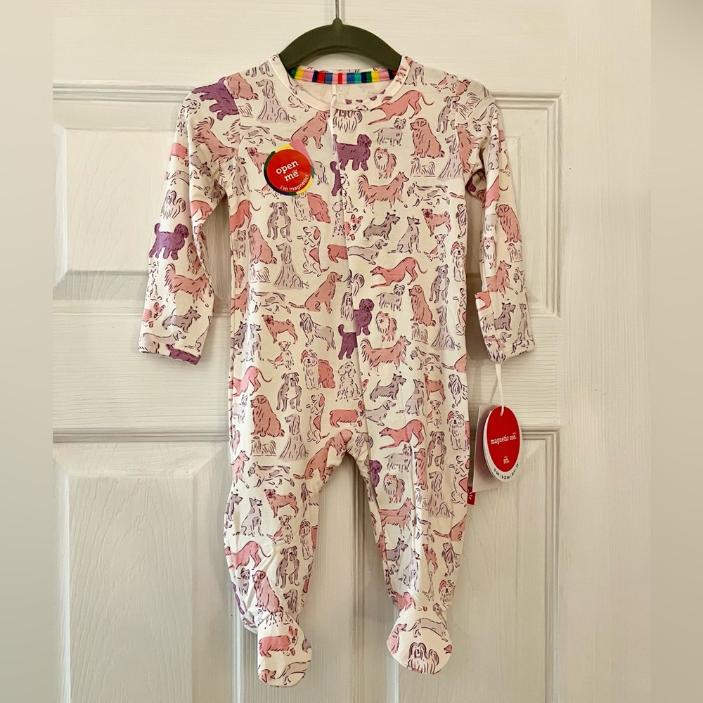 Magnetic Me Pink and Purple Animal Print Footie